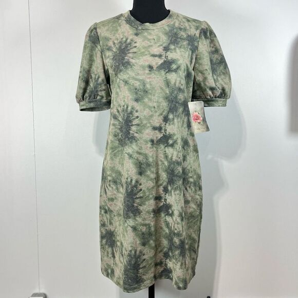 Lily Rose Dresses & Skirts - New Lily Rose Tie-Dye Mini to Knee Length Shirt Dress Sz L Women’s Green w Pink